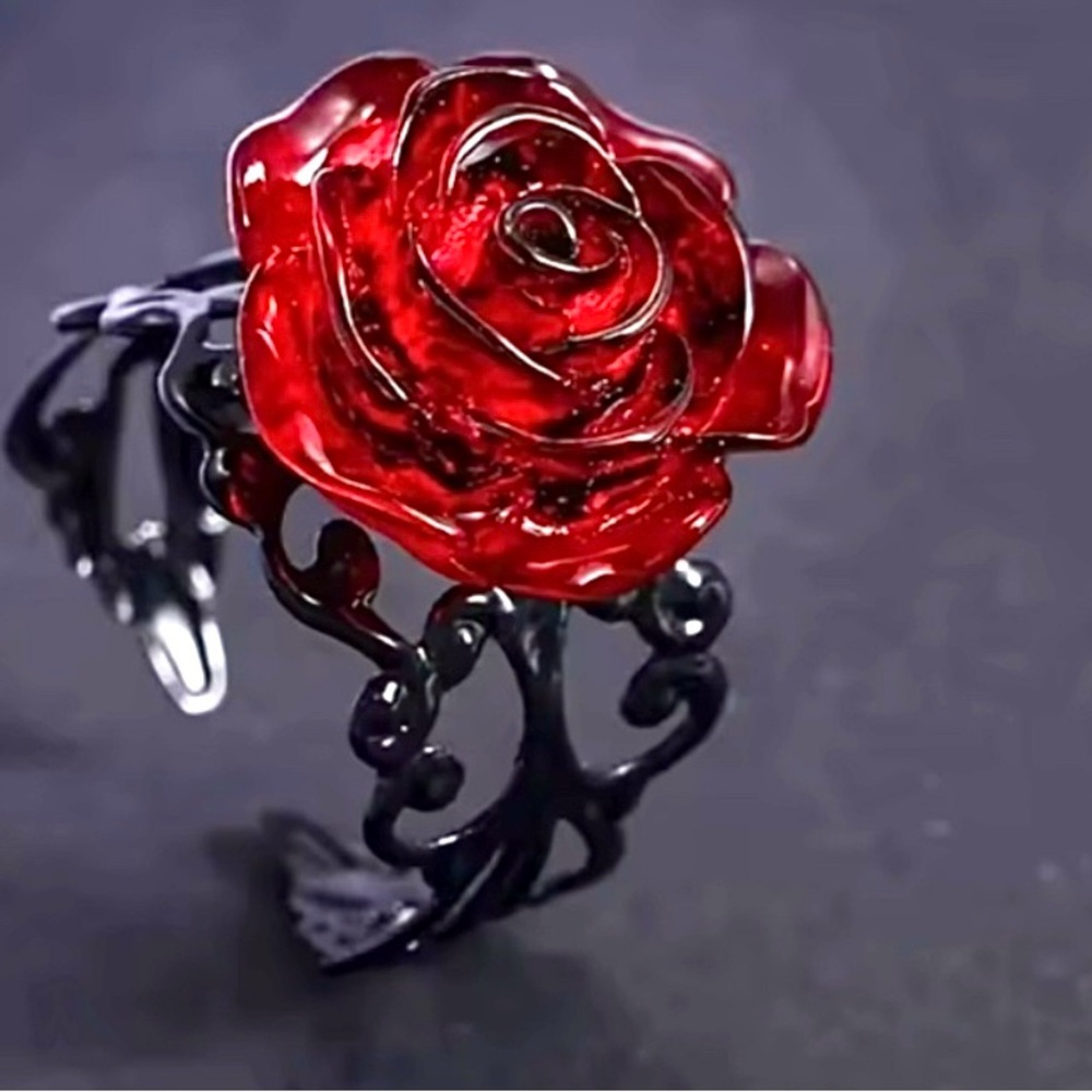 Red Rose Scroll - Ring